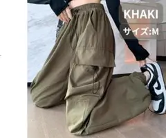 カーゴパンツ パラシュートパンツ カーキ M 韓国 レディース ストリート