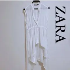 ZARA ホワイト ノースリーブ シャツ