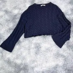 COOMB【F】ショート丈セーター　ネイビー　フリーサイズ　厚手　レディース