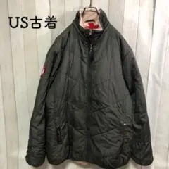 古着アメリカキルティングジャケット中綿アウターブルゾンジャケットグレーショート丈