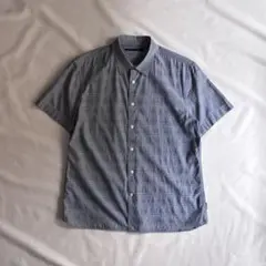 00s PERRY ELLIS border weave s/s shirt