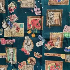 JoliPomme額縁柄生地98×37cm グリーン 深緑 はぎれ ハギレ 廃盤