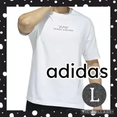 アディダス 半袖Tシャツ THE THREE STRIPES adidas L白