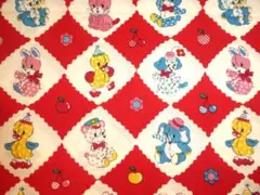 メリーボンボンアニマル柄生地レッド☆ルシアンレトロ赤さくらんぼ