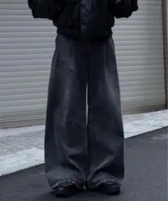 SINSS Two tuck wide flare denim L