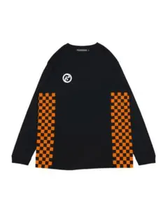 SIDE CHEKER LONGSLEEVE / BLACK-ORANGE