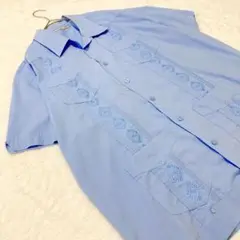 MONTE CARLOキューバシャツ 半袖シャツ 刺繍 開襟 黒 3XL ジップ式】GUAYABERA キューバシャツ 刺繍 開襟シャツ 黒