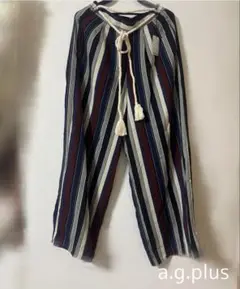 【エージープラス/a.g.plus】 総柄ワイドパンツ ウエスト紐付 新品タグ付