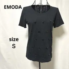 エモダ / Tシャツ 半袖 スタッズ 付き △ ブラック Ｓ