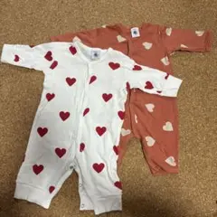 PETIT BATEAU プチバトー　ハート　ロンパース 2点セット 3m 60