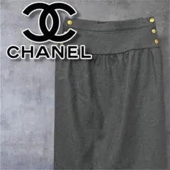 CHANEL グレー ひざ丈スカート 38サイズ