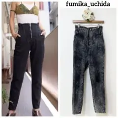 美品 fumika uchida コルセットデニムパンツ ハイウエスト 34