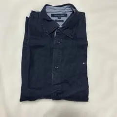 TOMMY HILFIGER ブラックプレミアムリネンシャツ Lサイズ