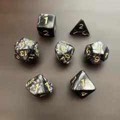 多面体ダイス サイコロ 七種 セット　ブラック　黒　ゴールド
