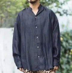 Silky Denim Band Collar Skipper Shirts