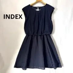 新品 INDEX インデックス ノースリーブワンピース シフォン ネイビー M