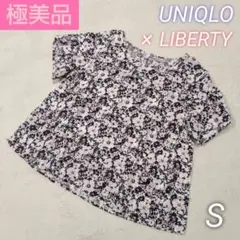 極美品 LIBERTY UNIQLO リネン 花柄 半袖 ブラウス S