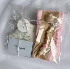 出産祝い ギフトセット 3点セット スタイ おしゃぶりホルダー 女の子 ガーゼ