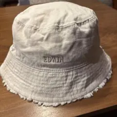 EDWIN フリンジ付きバケットハット ホワイト　57.5cm