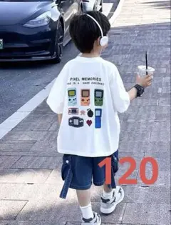 ゲームボーイ　ピクセルメモリーズ Tシャツ ホワイト 120センチ　キッズ