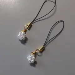 ハンドメイド パール風 ビーズチャーム ホワイト 白 ２個セット