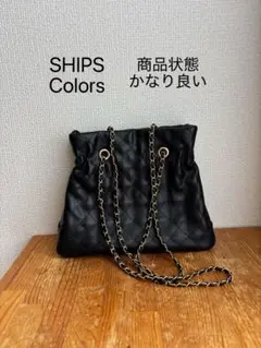 SHIPS ブラック キルティング ショルダーバッグ