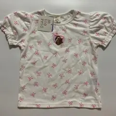 新品　ディズニー　わんわん物語　レディ　リボン総柄　袖フワ　Tシャツ　ホワイト