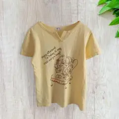 プリントTシャツ☘️ M 綿100% イエロー w1984