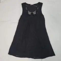 【新品】【petites flute】 ブラックノースリーブチュニック　M