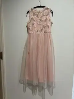 フォーマルドレス ピンク 花柄レース