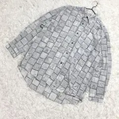 HANAE MORI✨超美品　とろみシャツ　メンズ　長袖　薄手　グレー系　（L）