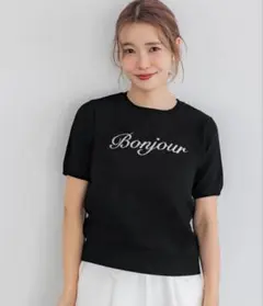 coca 新品 半袖ニット 刺繍ロゴ ブラック