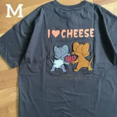 新品　トムとジェリー　ハート　Tシャツ　サガラ刺繍　半袖　Mサイズ　綿100