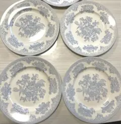 新品 4枚セット ブルーアジアンティックフェザンツ プレート