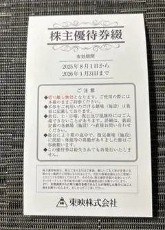 東映株式会社の株主優待券　最新版　6枚綴り