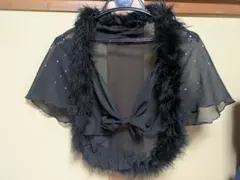 ブラック シフォン ファー ブライダルショール