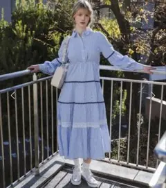 【未使用タグ付き】idem waving stripe onepiece