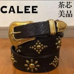 CALEE 茶芯 スタッズ レザー ベルト