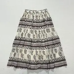 t2029 【古着】　ロングスカート　総柄　フレアスカート　ウエストゴム