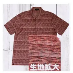 美品✨日本製・赤•黒•黄色•地模様•メンズポロシャツ•ジッパー開け閉め【L 】