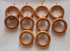 木製カーテンレールリング　ブラウン　10個セット