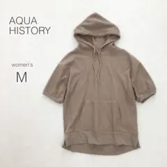 【アクアヒストリー】パーカー 半袖 ワッフル ゆるかわ【M】ボーイッシュ 上品