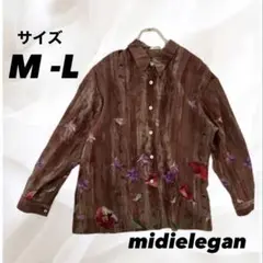 花柄 ブラウス M L 薄手 シャツ 木目 古着 透ける 通気性 Y2K 春 夏