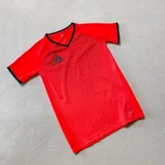 adidas Tシャツ Vネック 半袖 レッド ブラック 160cm サッカー