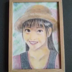 【匿名配送】絵画　「農園女子」　A4サイズ額つき
