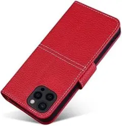 レッド Pro 手帳型 キックスタンド ケース iPhone14 レザー