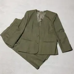 【匿名配送】DAKS チェック スカート ノーカラースーツセットアップ L