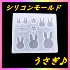 308 シリコンモールド うさぎ めがね 花 レジン メガネ お花