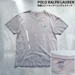 【POLO RALPH LAUREN】ポニー刺繍 ＶネックTシャツ グレー S