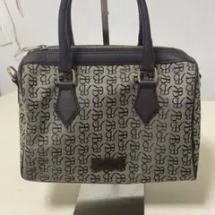 【美品】HANDROO ハンドルー モノグラム柄 ハンドバッグ